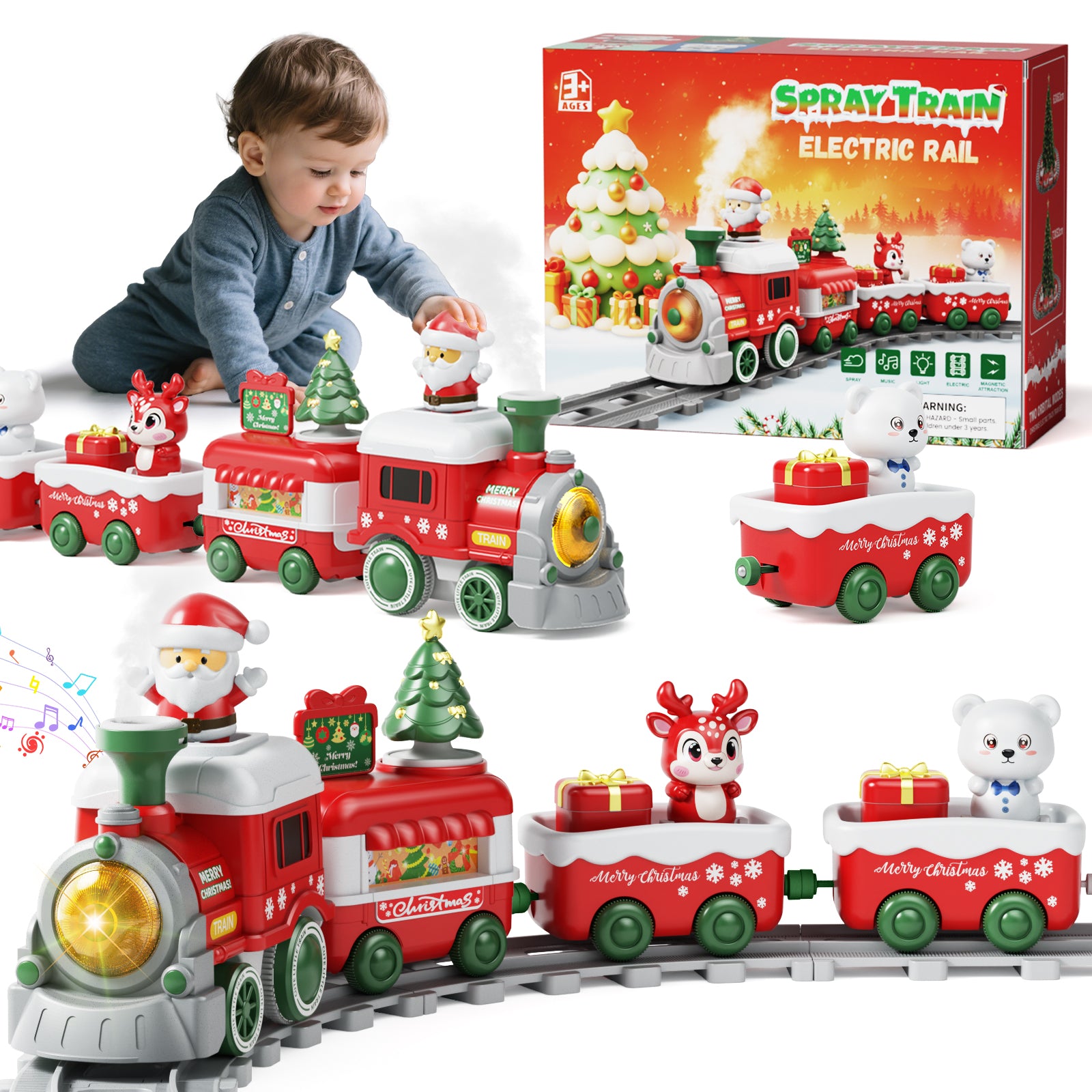 Dimoarch Christmas Train Set Toy for 2 3 4 Year old