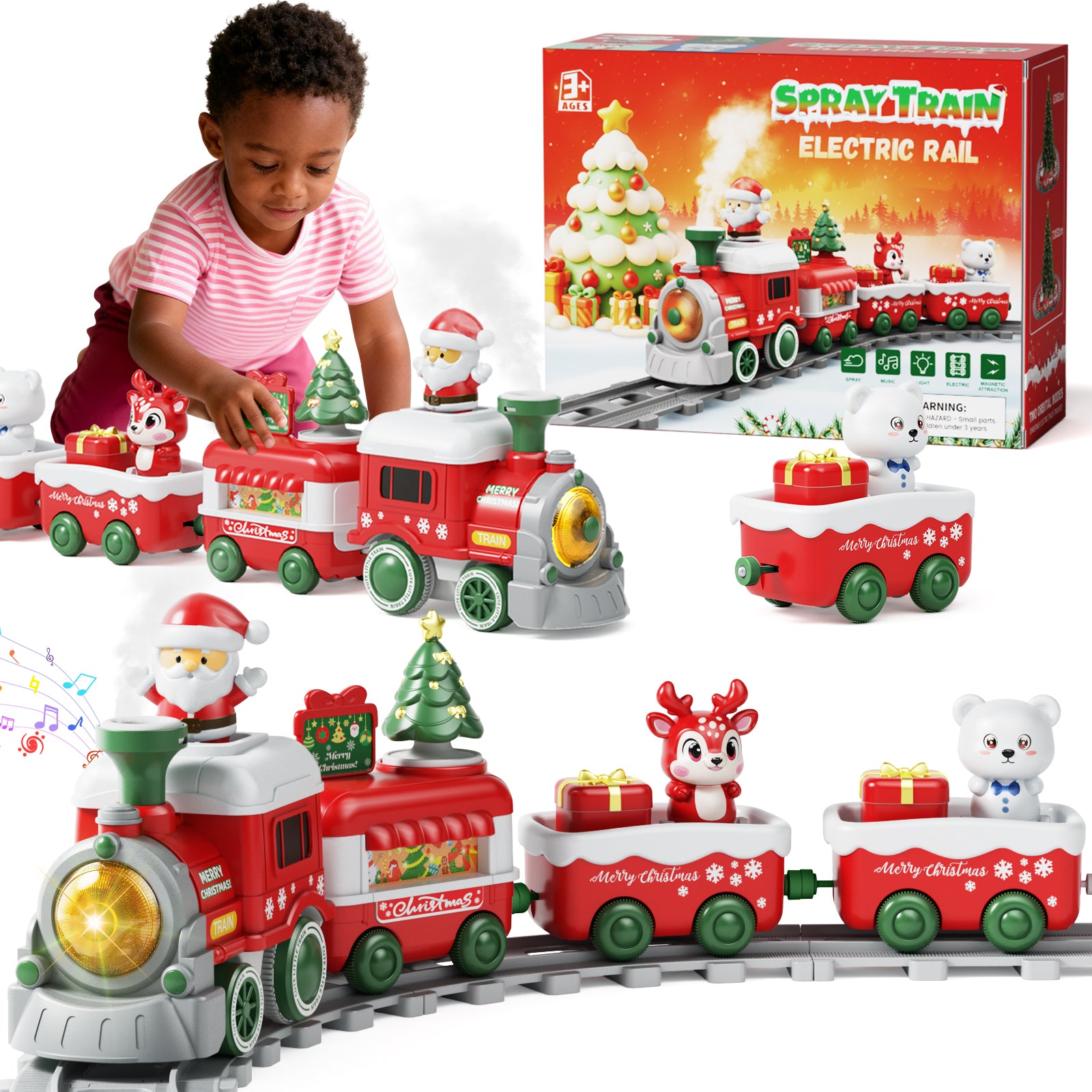 Dimoarch Christmas Train Set Toy for 2 3 4 Year old