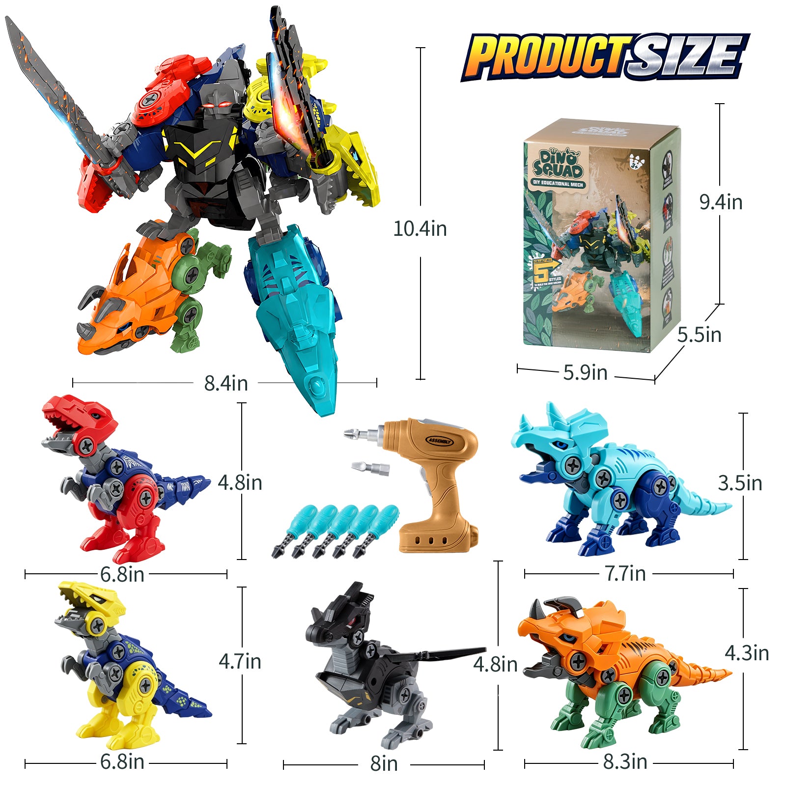 Dimoarch Kids Take Apart Dinosaur Transforming Robot Toys for 3-8 Years Old Boys