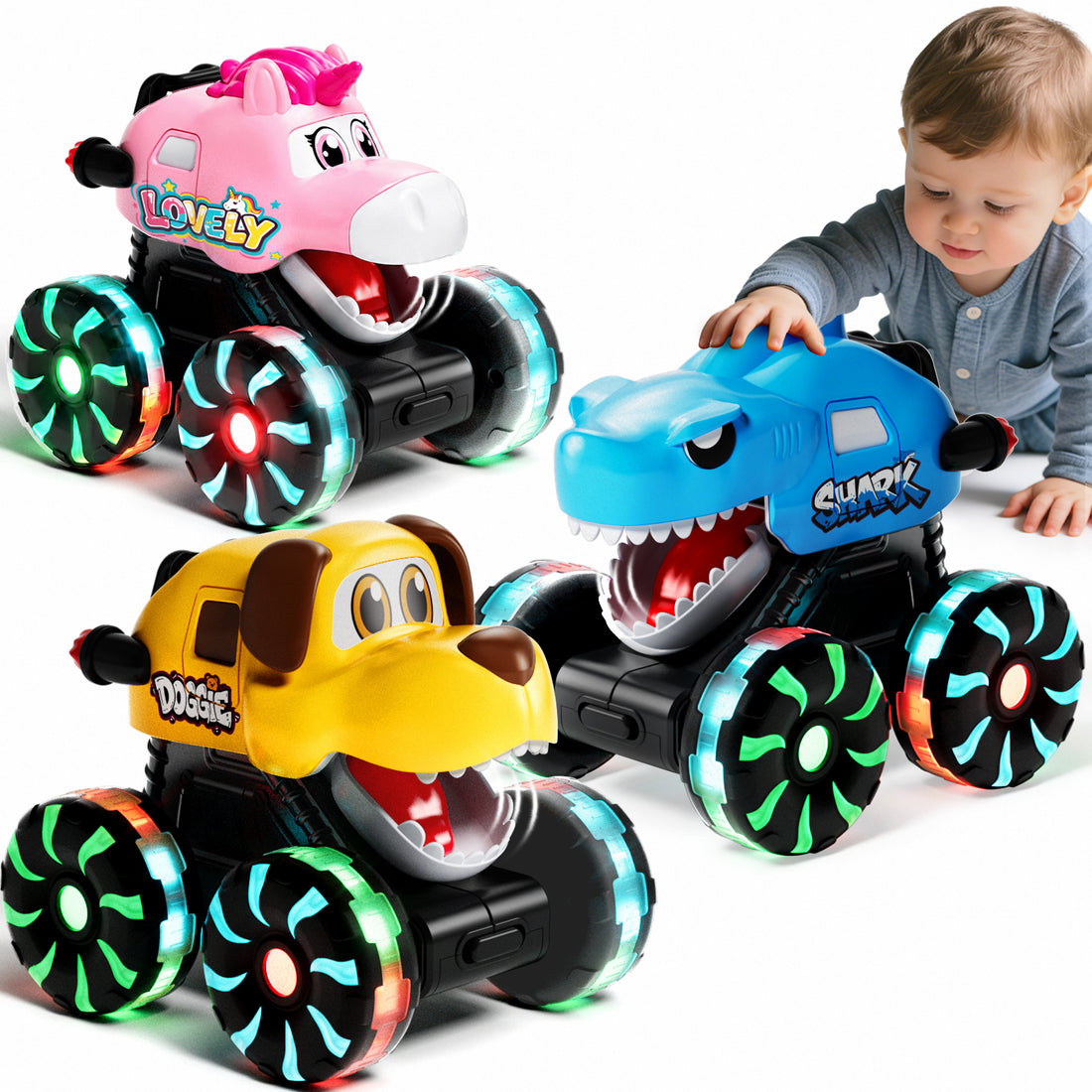 Dimoarch Toddlers Toys Trucks for 1  to 3 Years Old Boys Girls