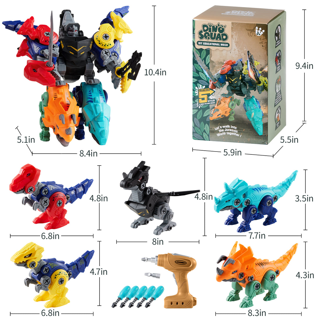 Dimoarch Kids Take Apart Dinosaur Transforming Robot Toys for 3-8 Years Old Boys
