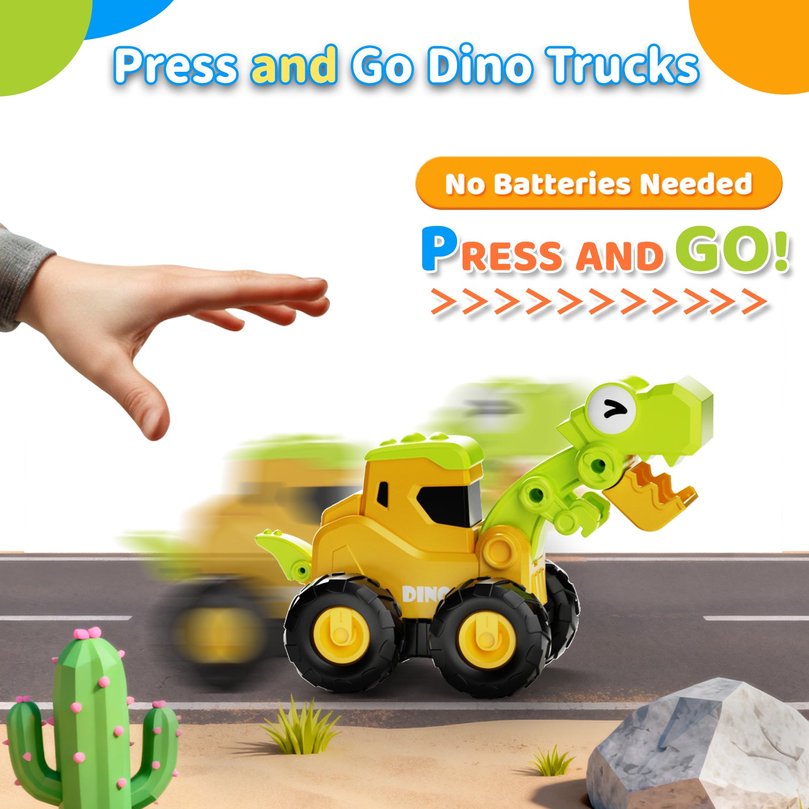 Dimoarch Press and Go Dinosaur & Construction Cars