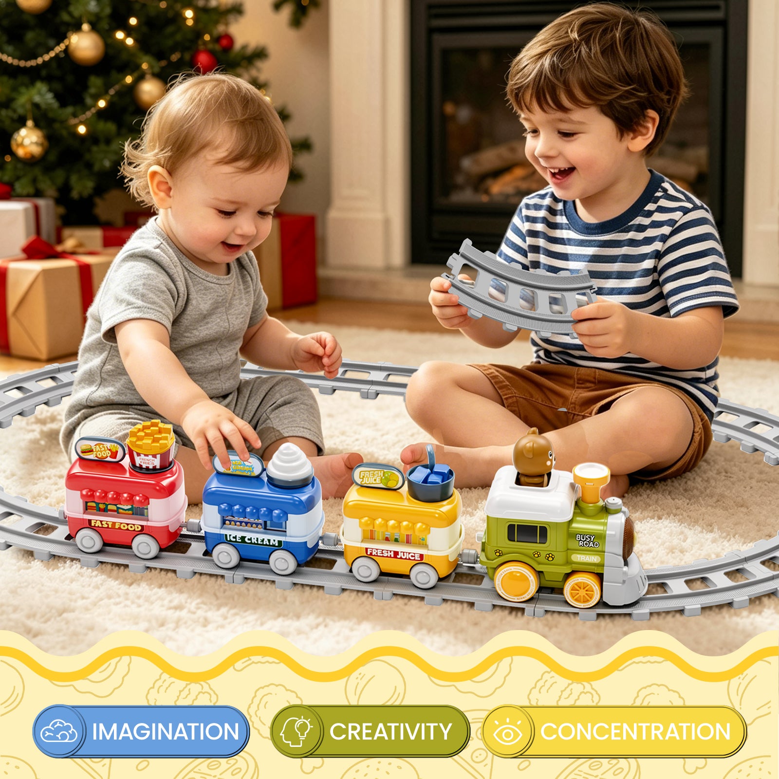 Dimoarch Electric Train Set for 2-4 Year Old Boy Girl