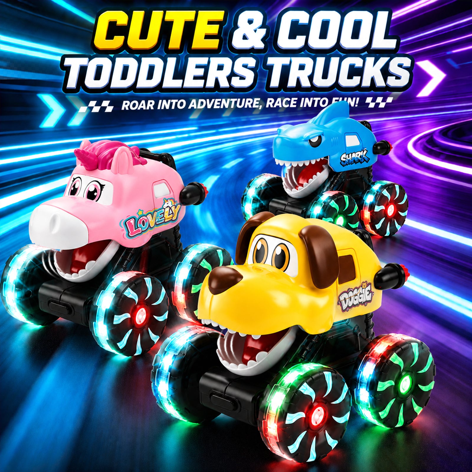 Dimoarch Toddlers Toys Trucks for 1  to 3 Years Old Boys Girls