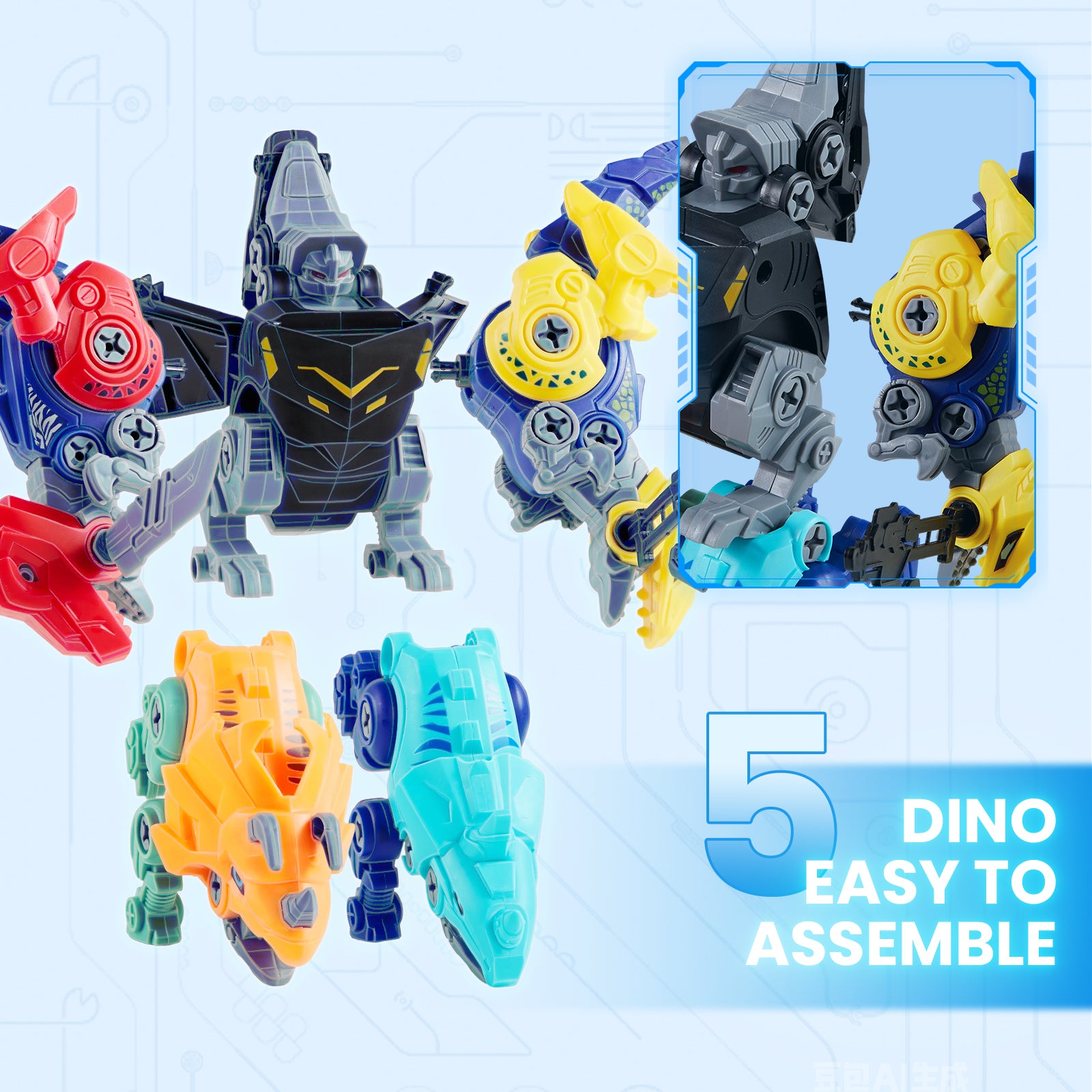 Dimoarch Kids Take Apart Dinosaur Transforming Robot Toys for 3-8 Years Old Boys
