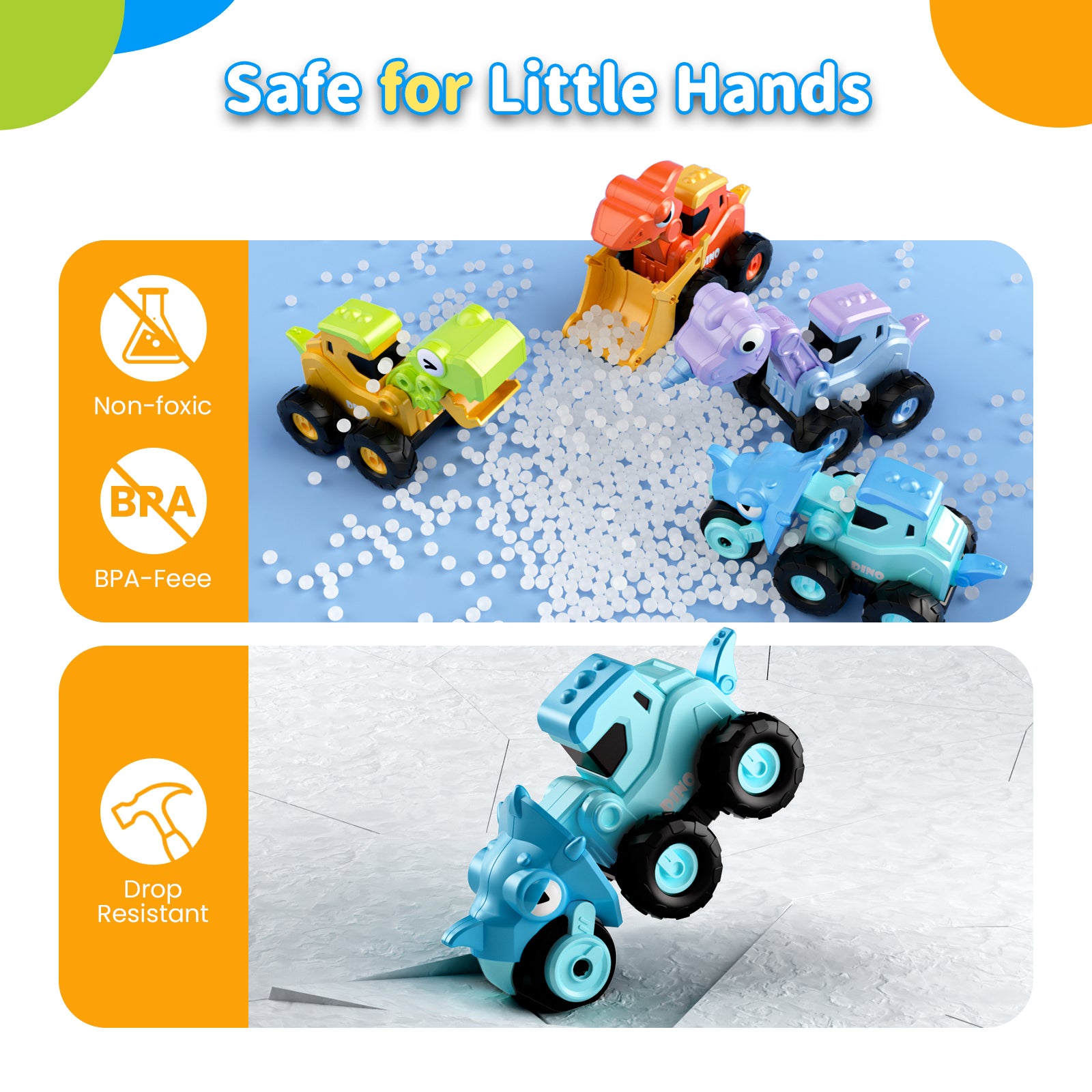 Dimoarch Press and Go Dinosaur & Construction Cars