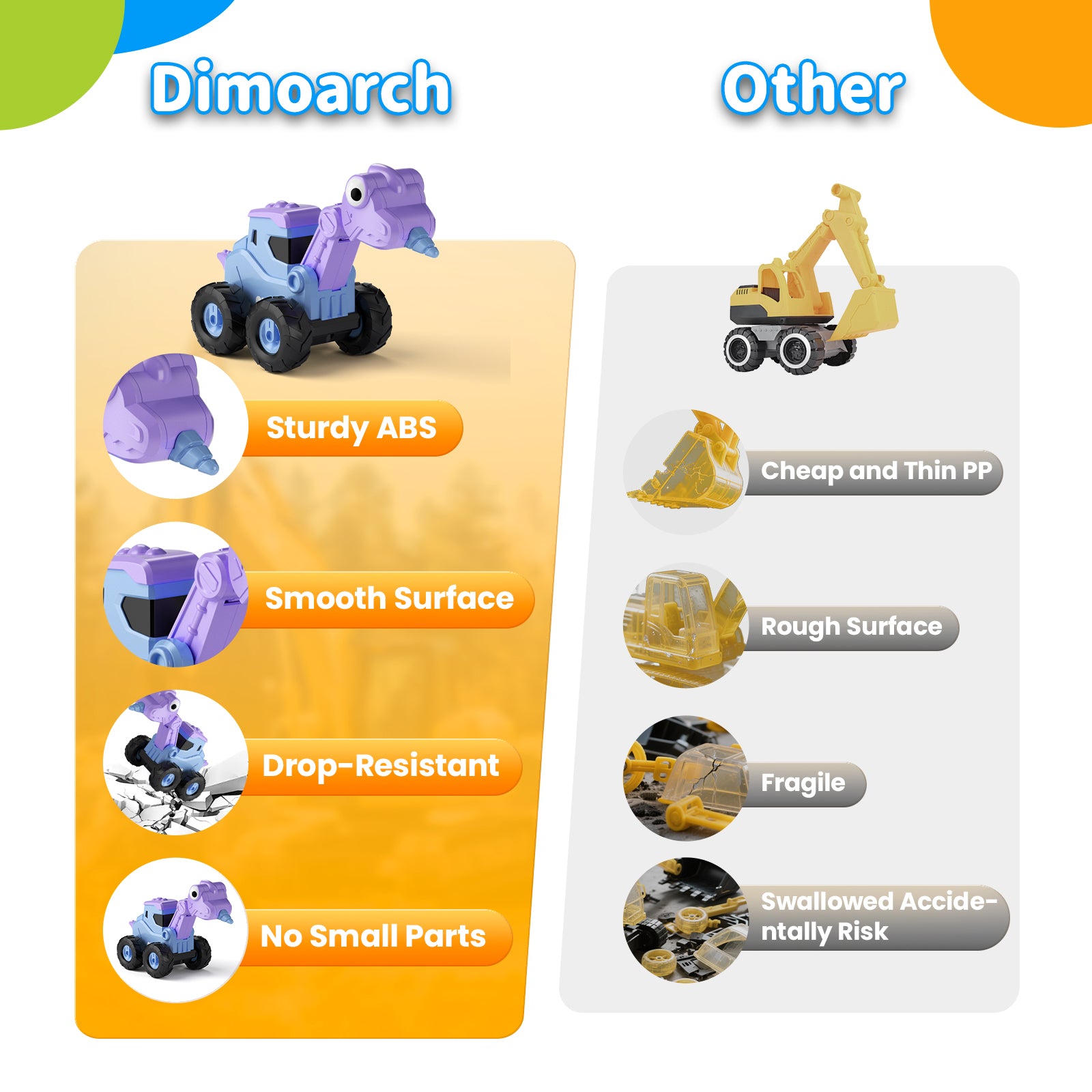 Dimoarch Press and Go Dinosaur & Construction Cars