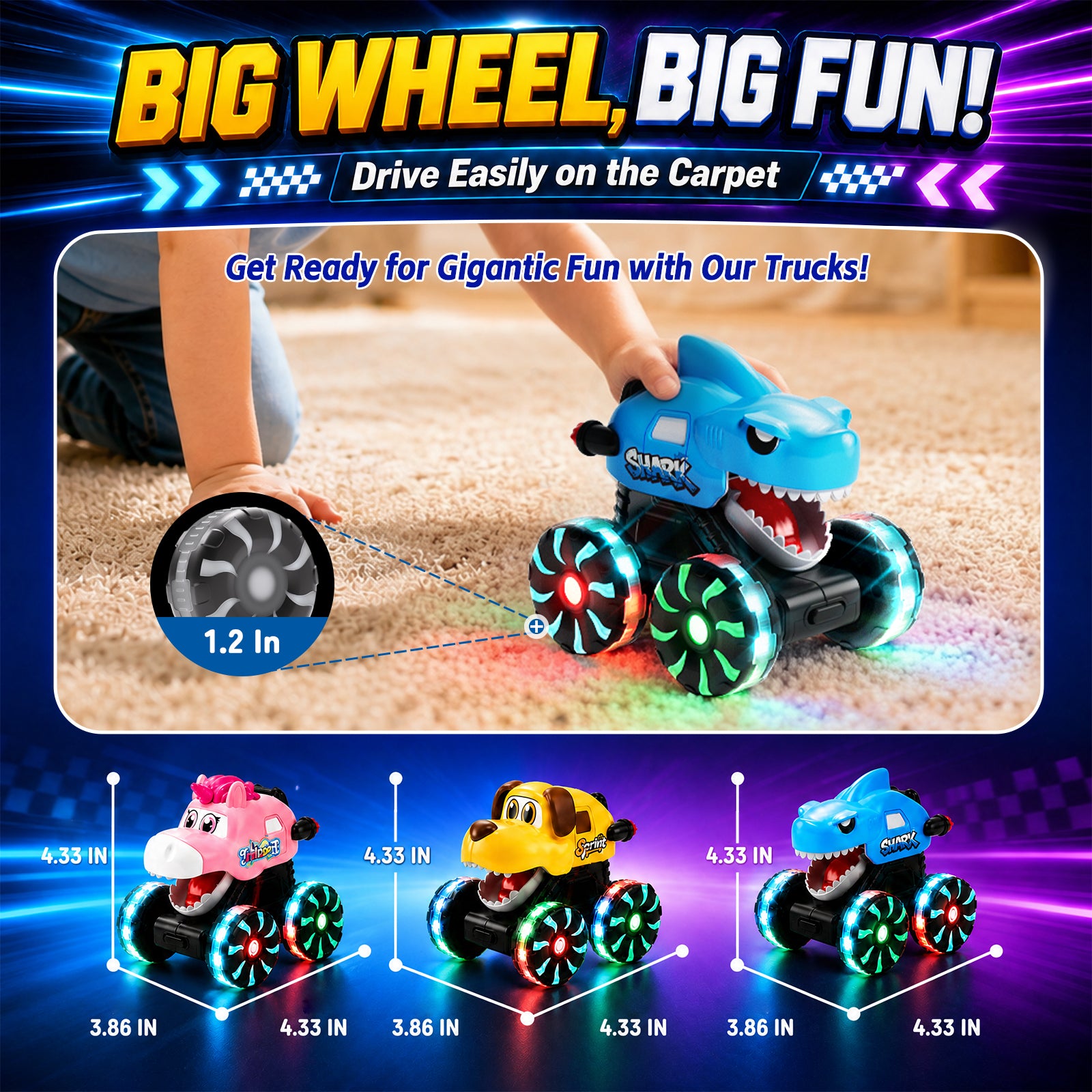 Dimoarch Toddlers Toys Trucks for 1  to 3 Years Old Boys Girls