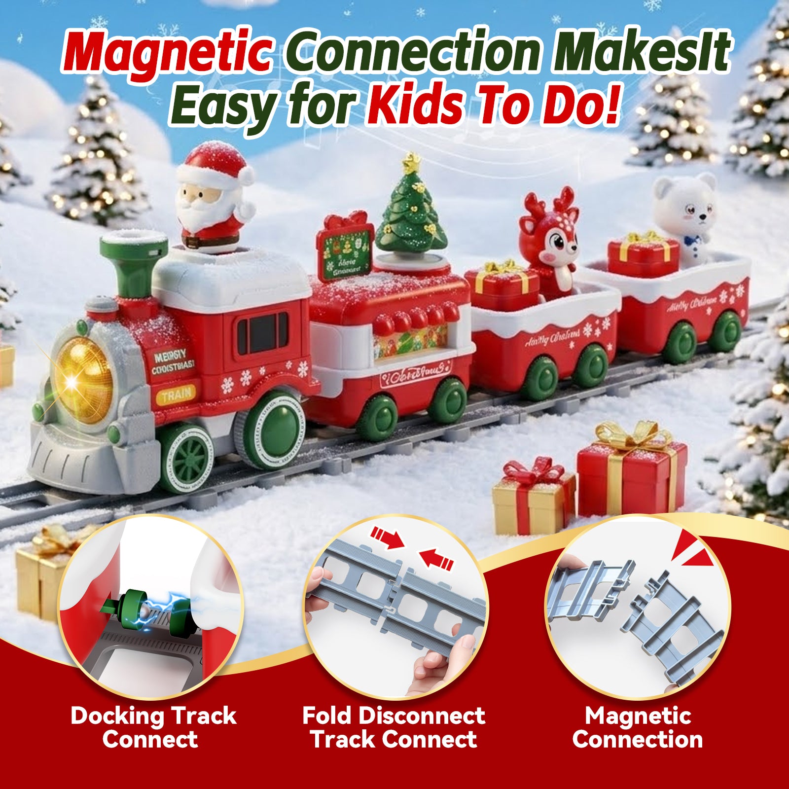 Dimoarch Christmas Train Set Toy for 2 3 4 Year old