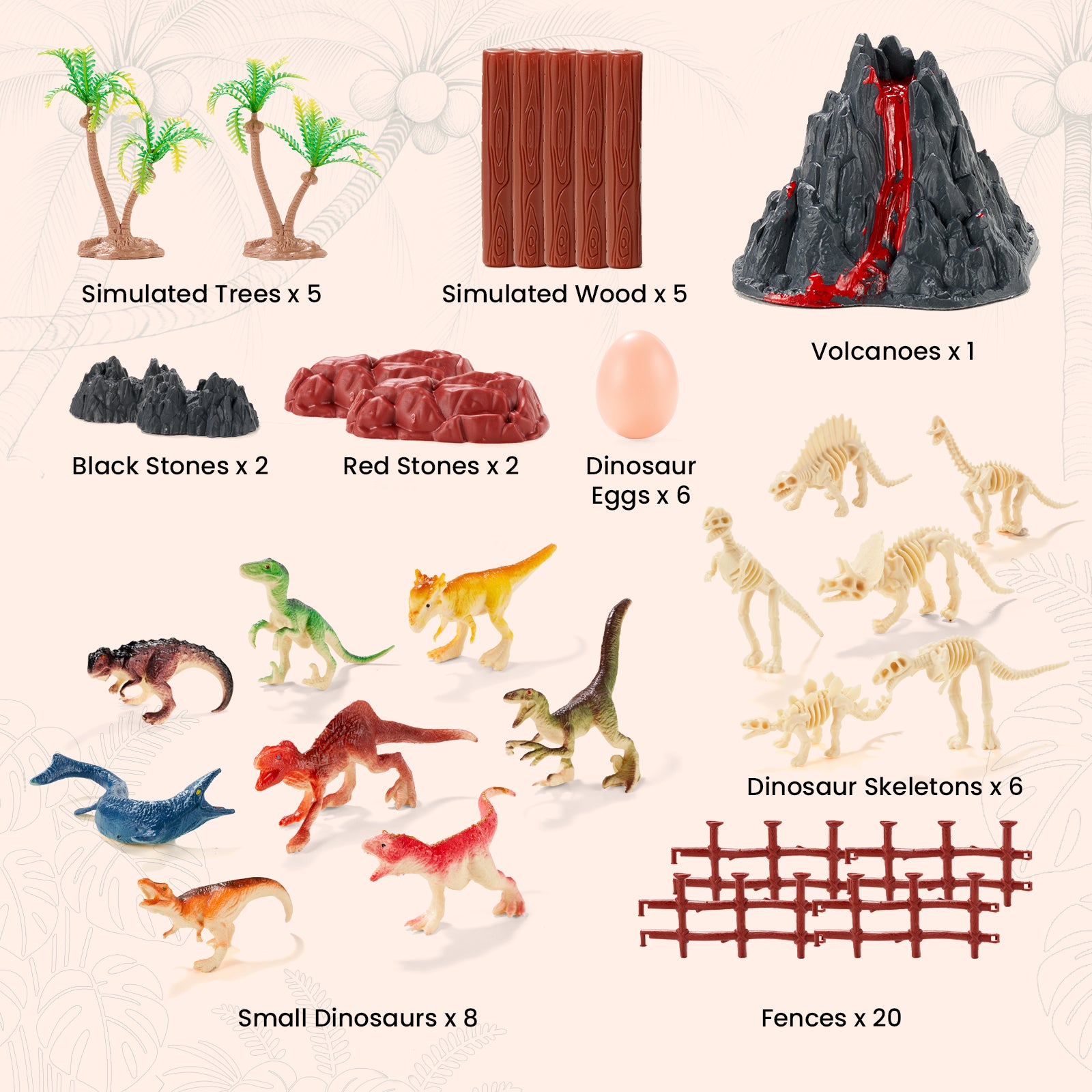 Dimoarch Dinosaur Toys for Kids 3-5, 79 PCS Dinosaur Toys Play Set