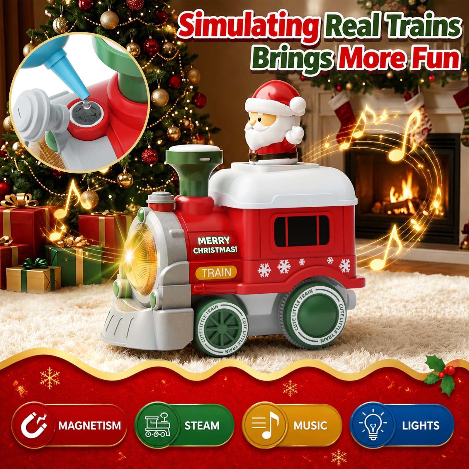 Dimoarch Christmas Train Set Toy for 2 3 4 Year old