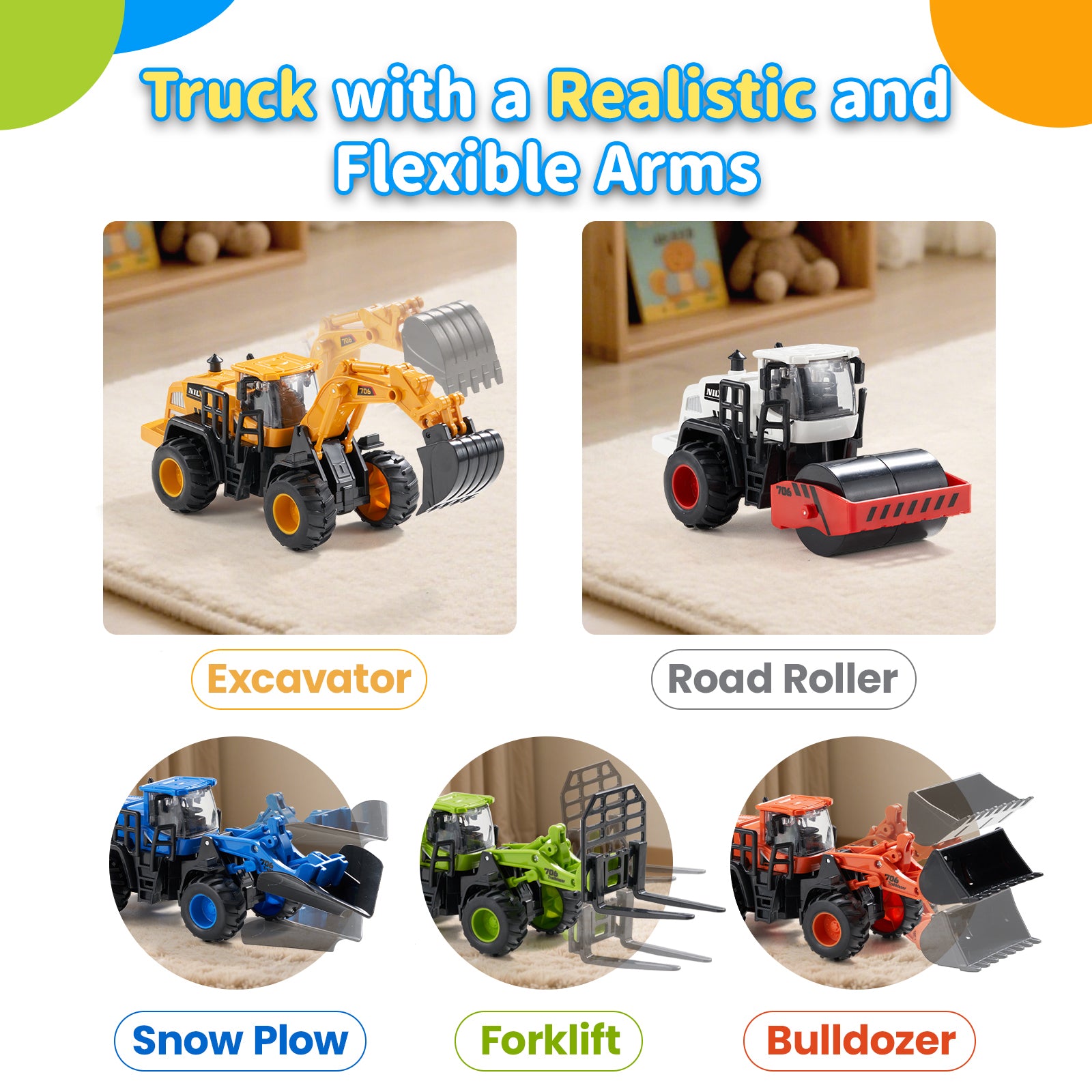 Dimoarch Construction Truck Toys for 3 4 5 6 7 8 Years Old Boys