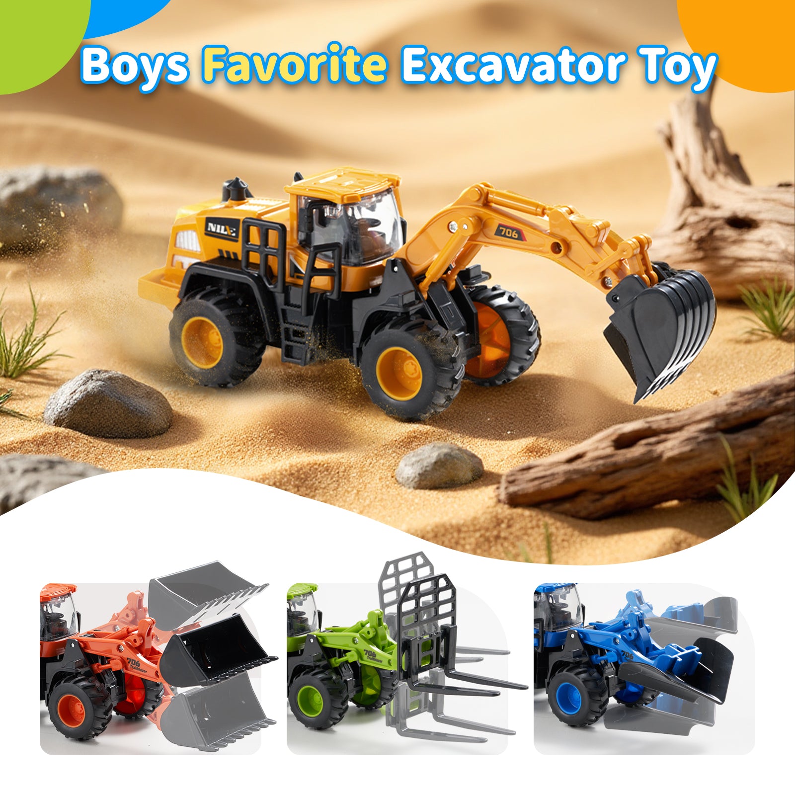 Dimoarch Construction Truck Toys for 3 4 5 6 7 8 Years Old Boys