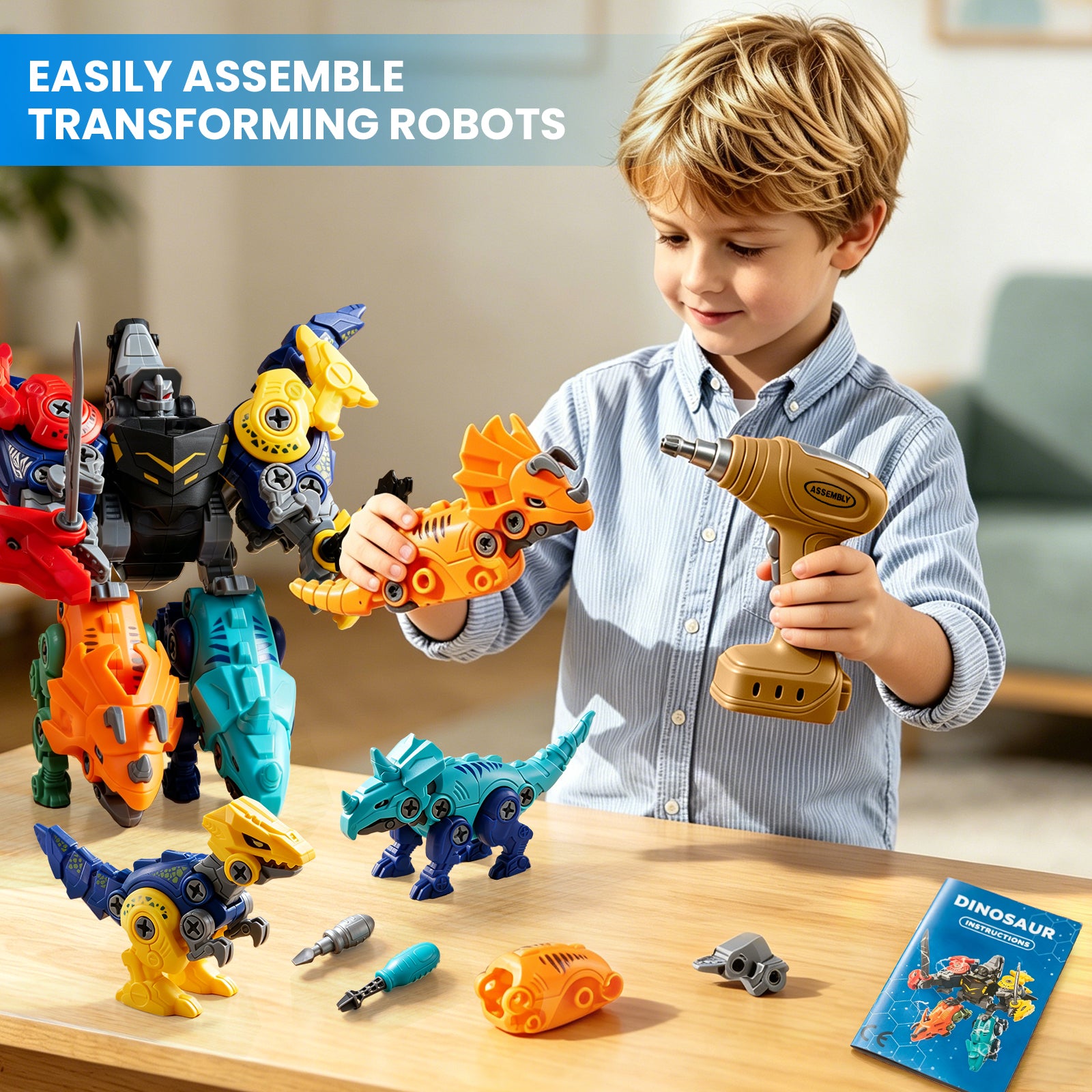 Dimoarch Kids Take Apart Dinosaur Transforming Robot Toys for 3-8 Years Old Boys