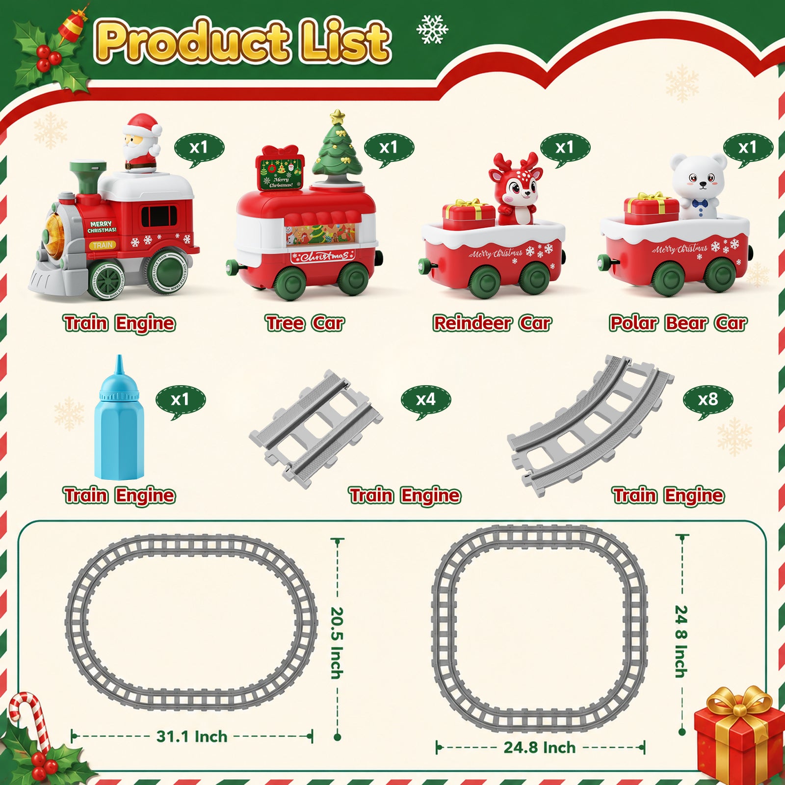 Dimoarch Christmas Train Set Toy for 2 3 4 Year old