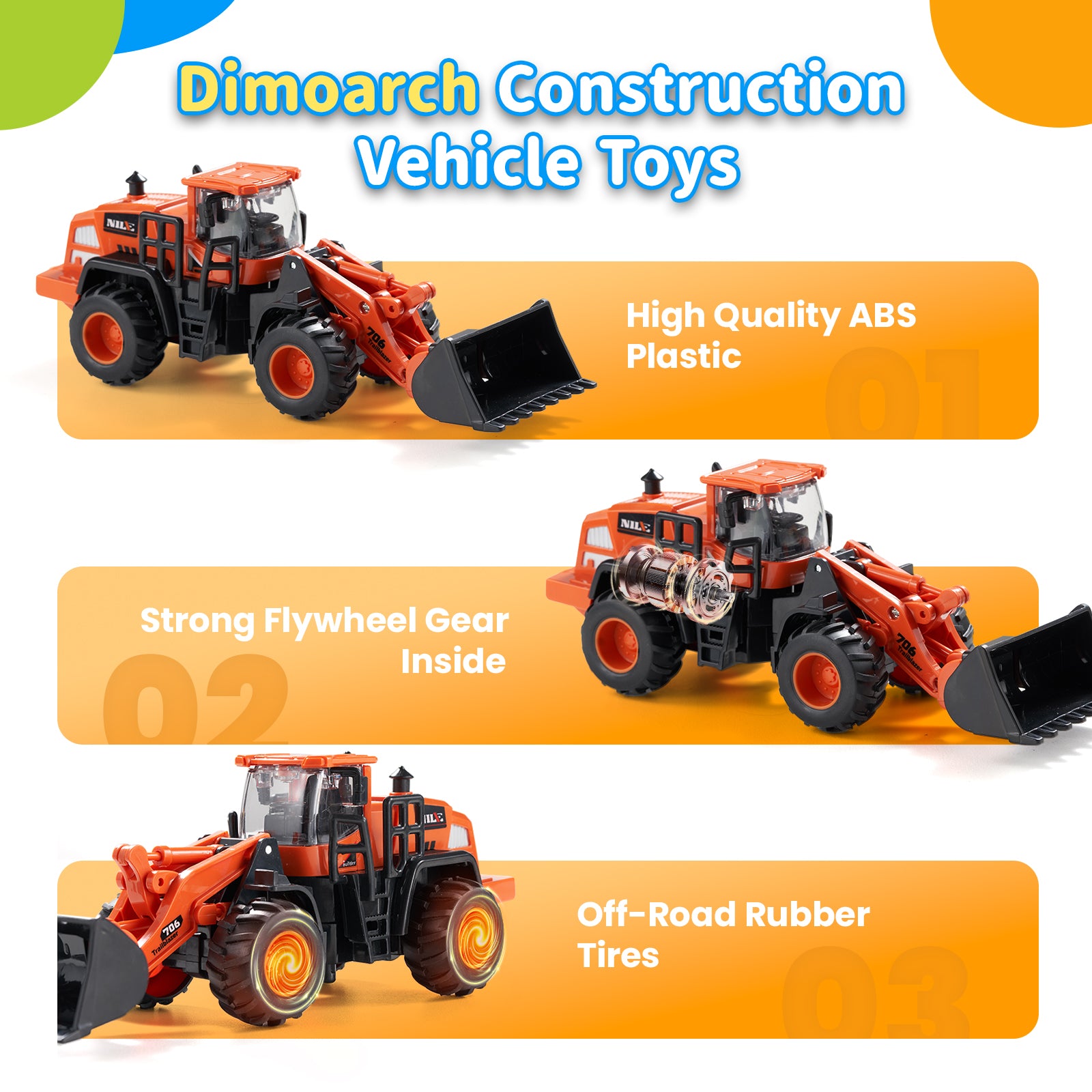Dimoarch Construction Truck Toys for 3 4 5 6 7 8 Years Old Boys
