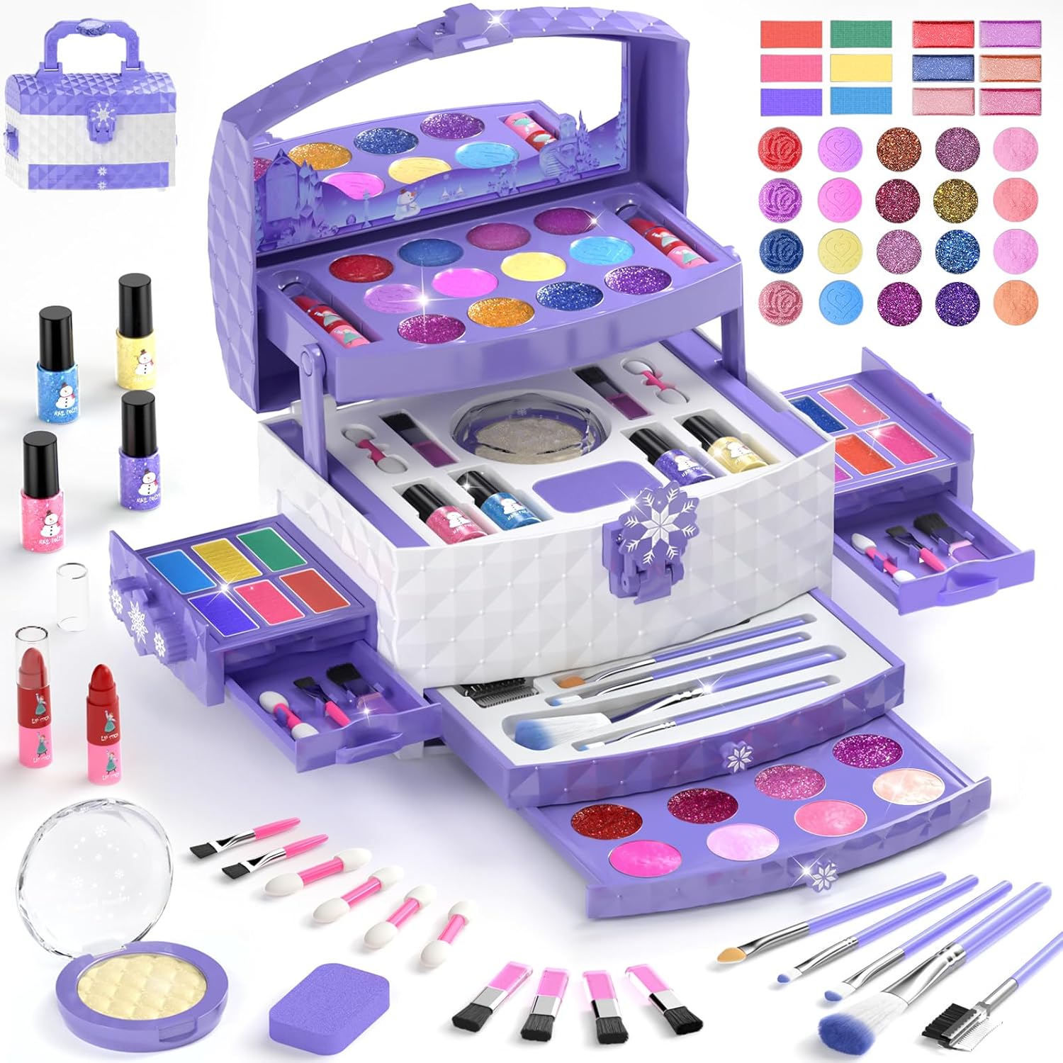Popdoll 56 Pcs Kids Makeup Set for 3-12 Girl