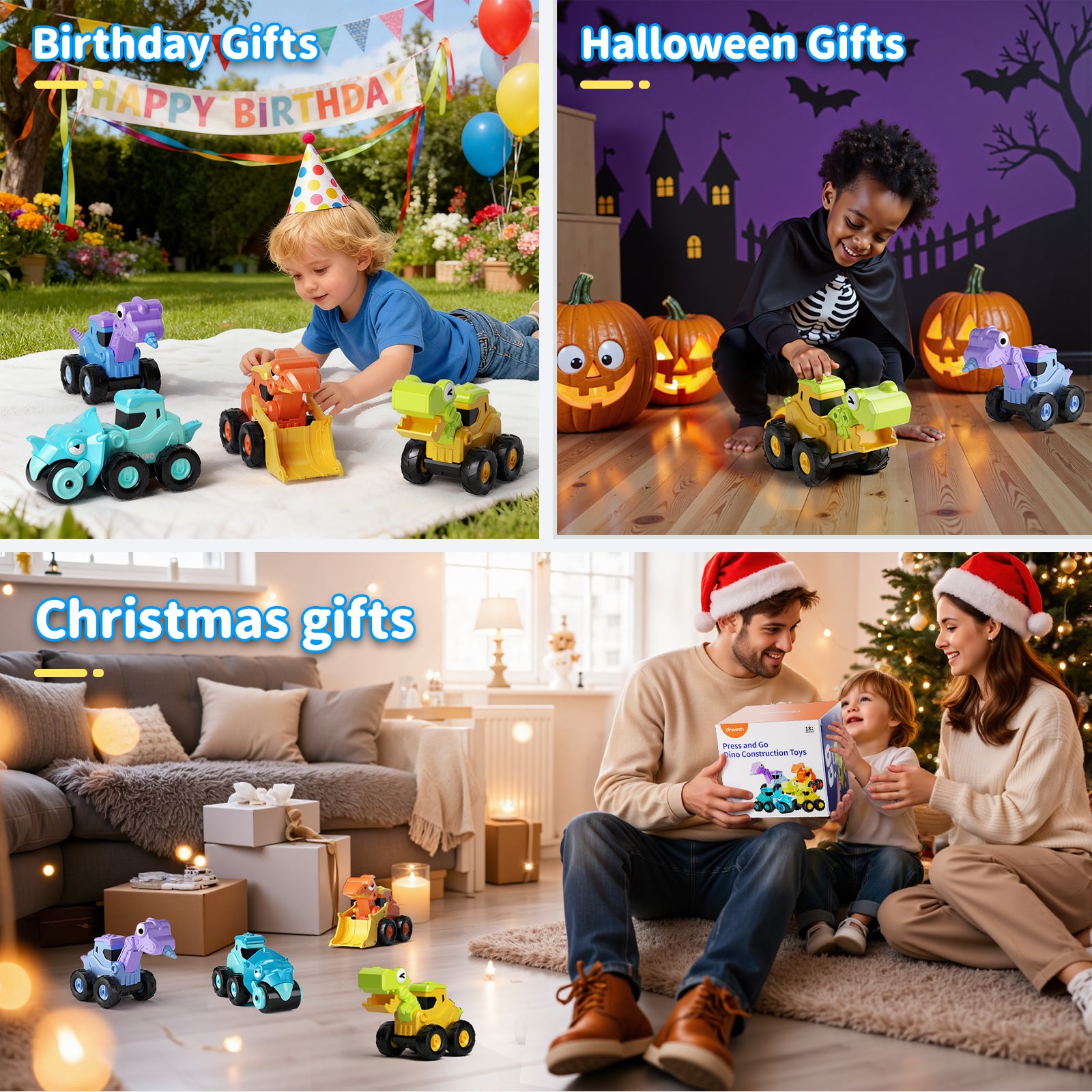 Dimoarch Press and Go Dinosaur & Construction Cars