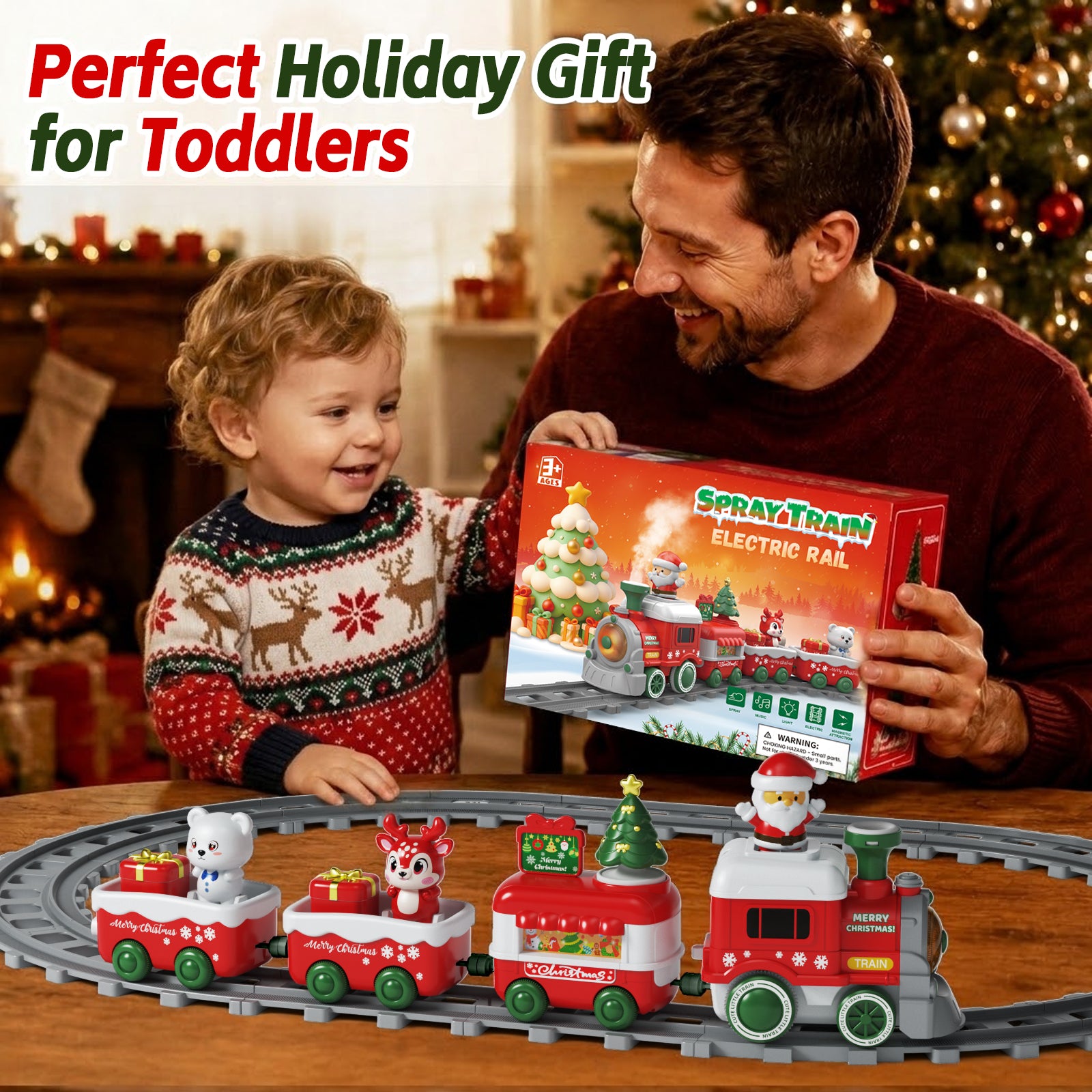 Dimoarch Christmas Train Set Toy for 2 3 4 Year old
