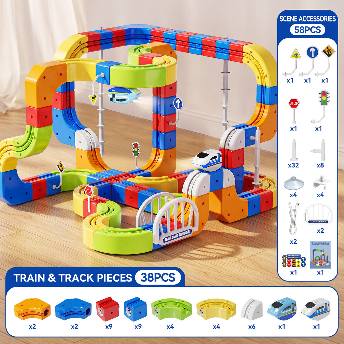 Dimoarch Electric Train Set for Kids 3-8 Years Old-96Pcs
