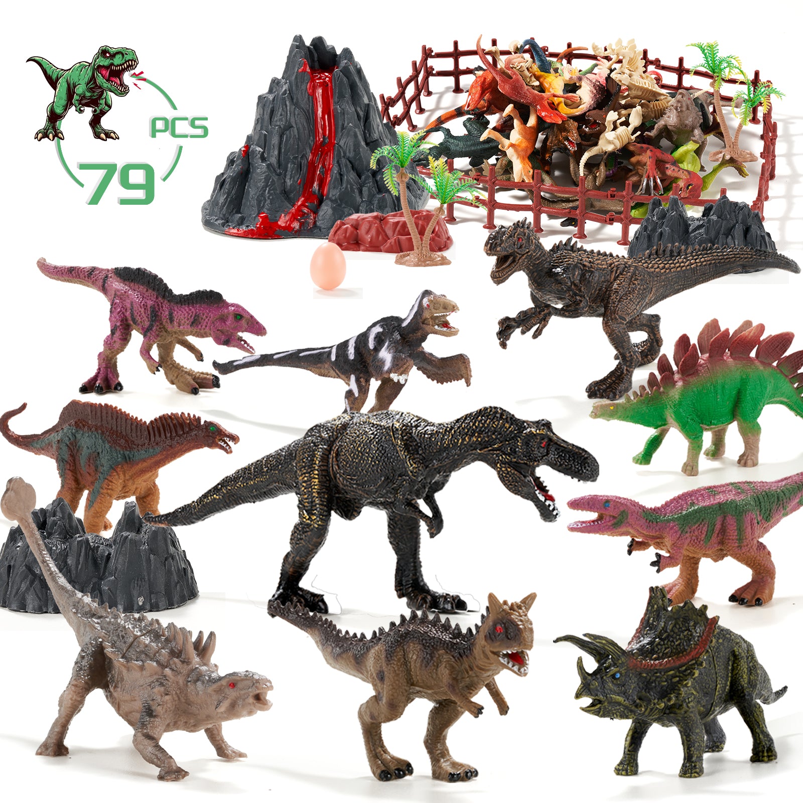 Dimoarch Dinosaur Toys for Kids 3-5, 79 PCS Dinosaur Toys Play Set