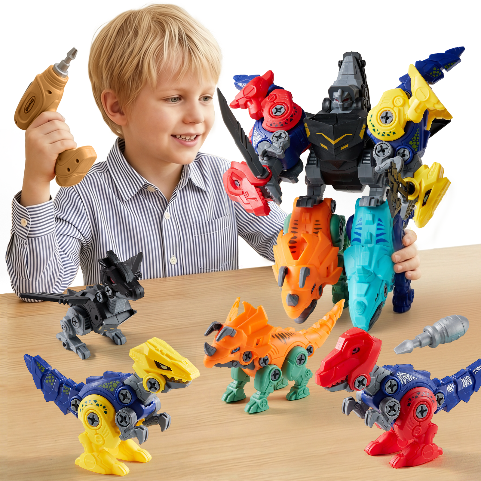 Dimoarch Kids Take Apart Dinosaur Transforming Robot Toys for 3-8 Years Old Boys
