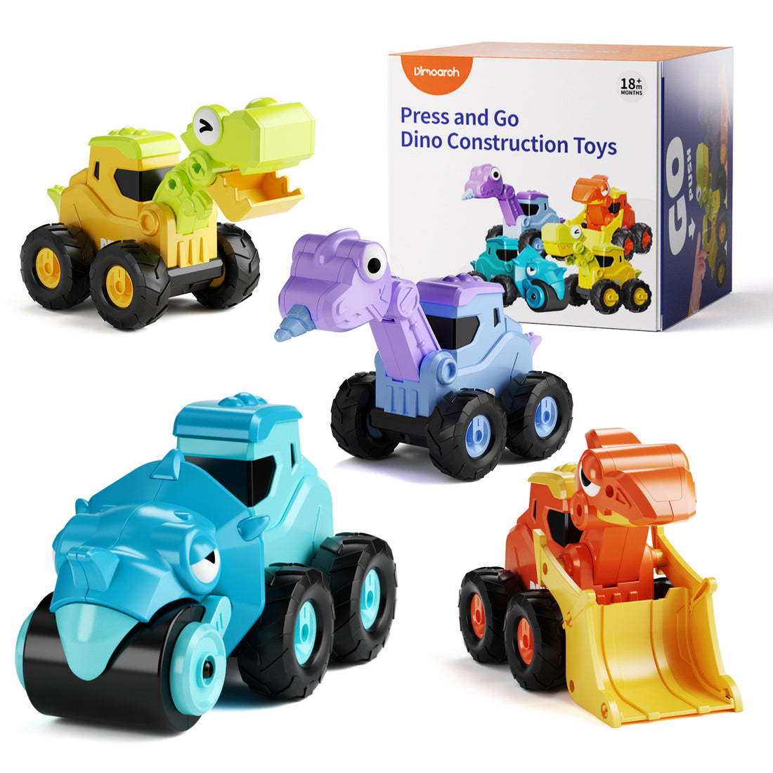 Dimoarch Press and Go Dinosaur & Construction Cars