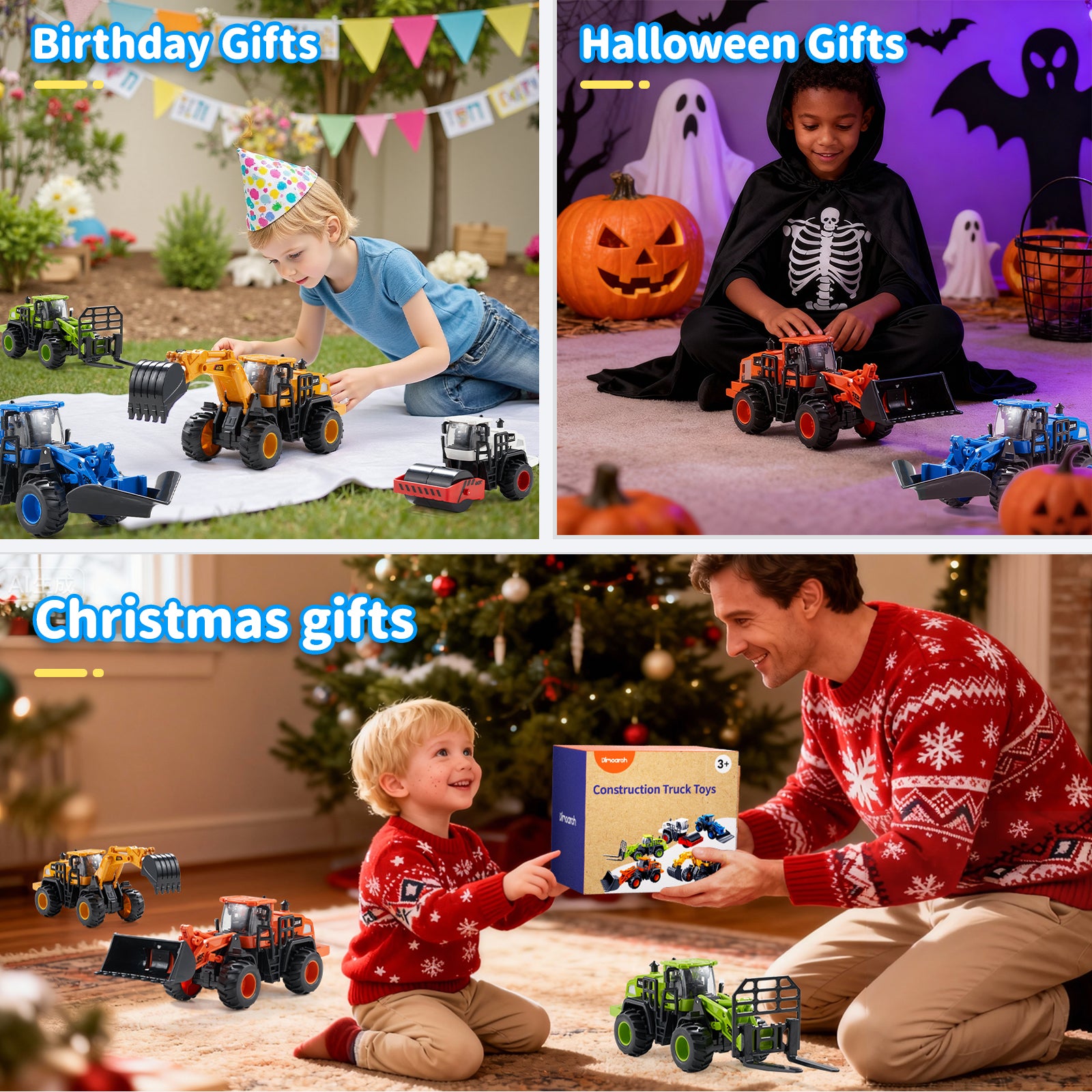 Dimoarch Construction Truck Toys for 3 4 5 6 7 8 Years Old Boys