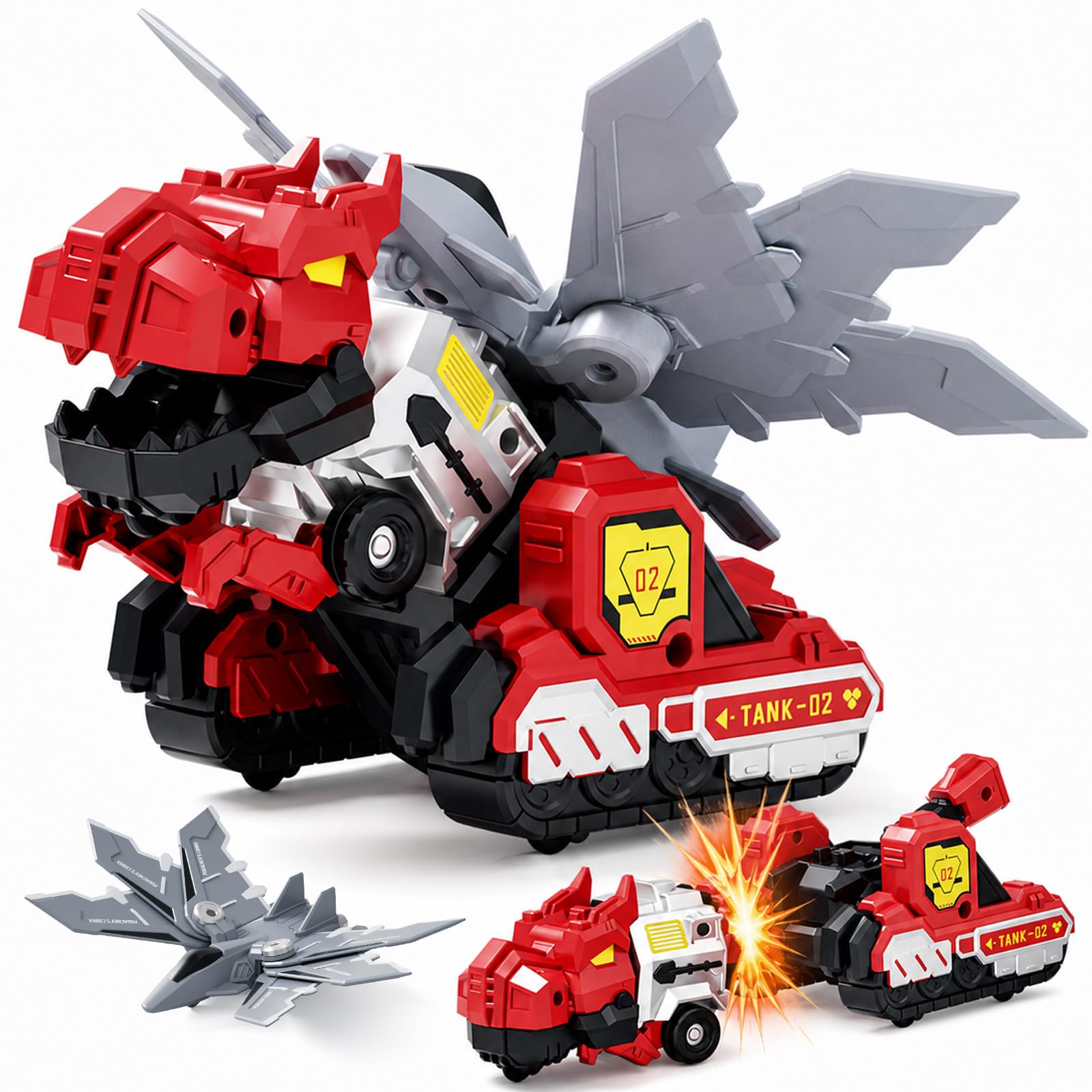 Dimoarch 3-in-1 Collision Transforming Dinosaur Car Toy