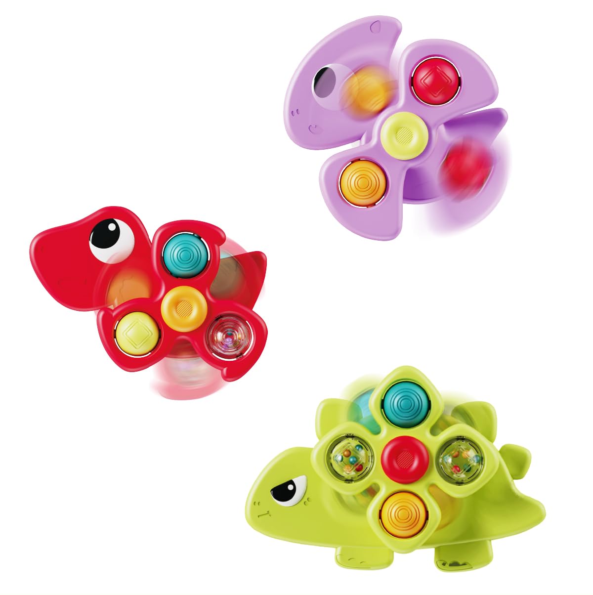 Dimoarch 3PCS Dinosaur Suction Cup Toys for 1-3 Year Old Boys Girls