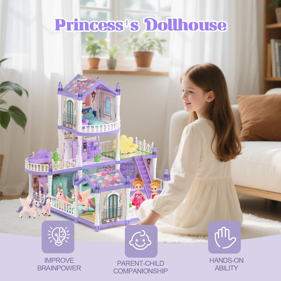 Popdoll Princess Dollhouse Set for 3 to 12 Years Old Girls
