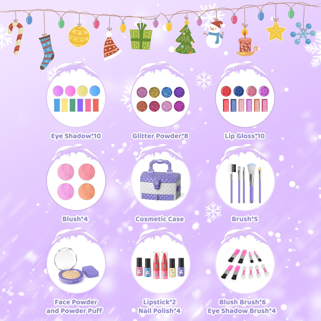 Popdoll 56 Pcs Kids Makeup Set for 3-12 Girl