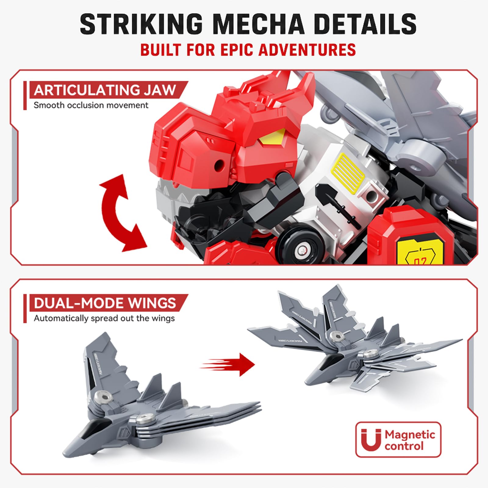 Dimoarch 3-in-1 Collision Transforming Dinosaur Car Toy