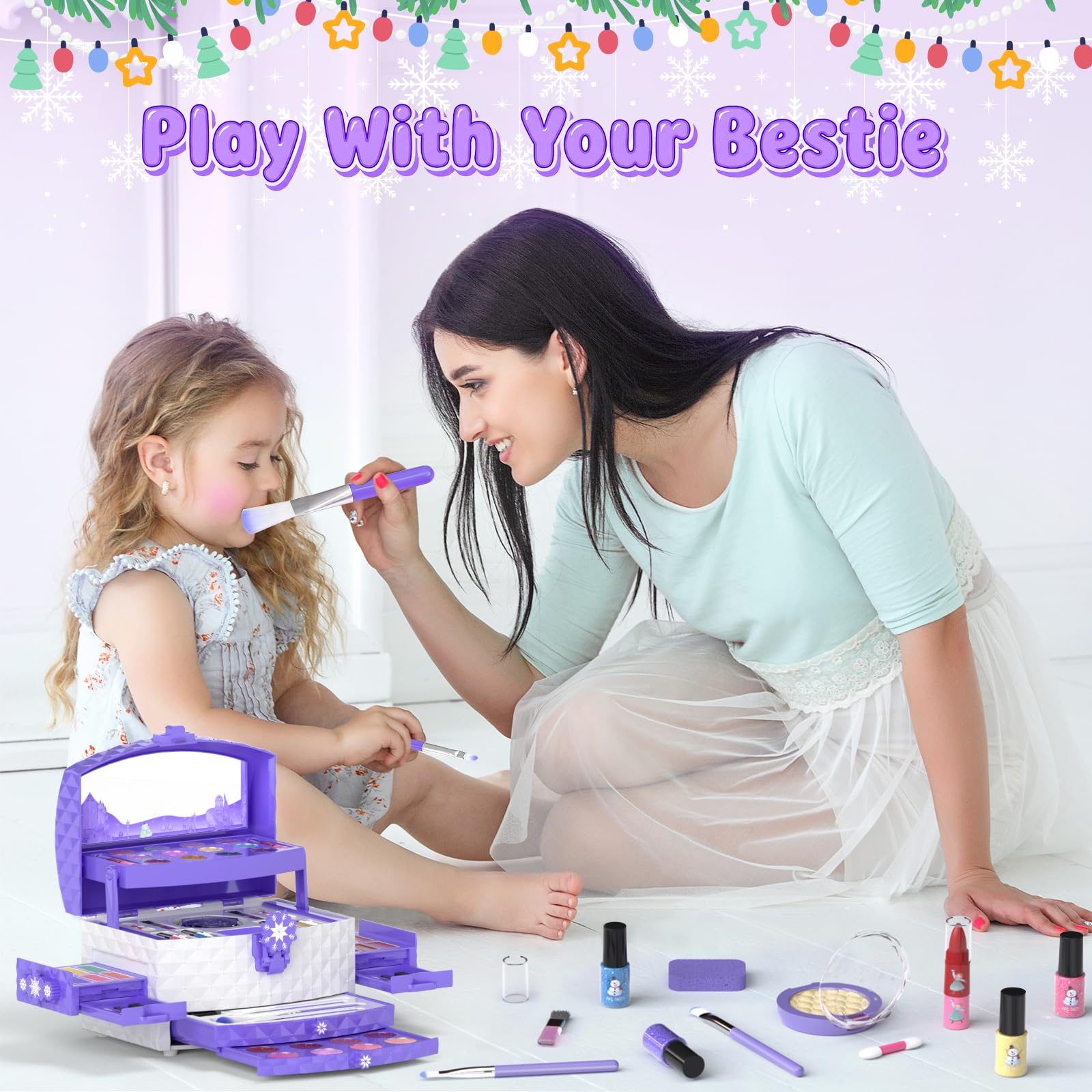 Popdoll 56 Pcs Kids Makeup Set for 3-12 Girl
