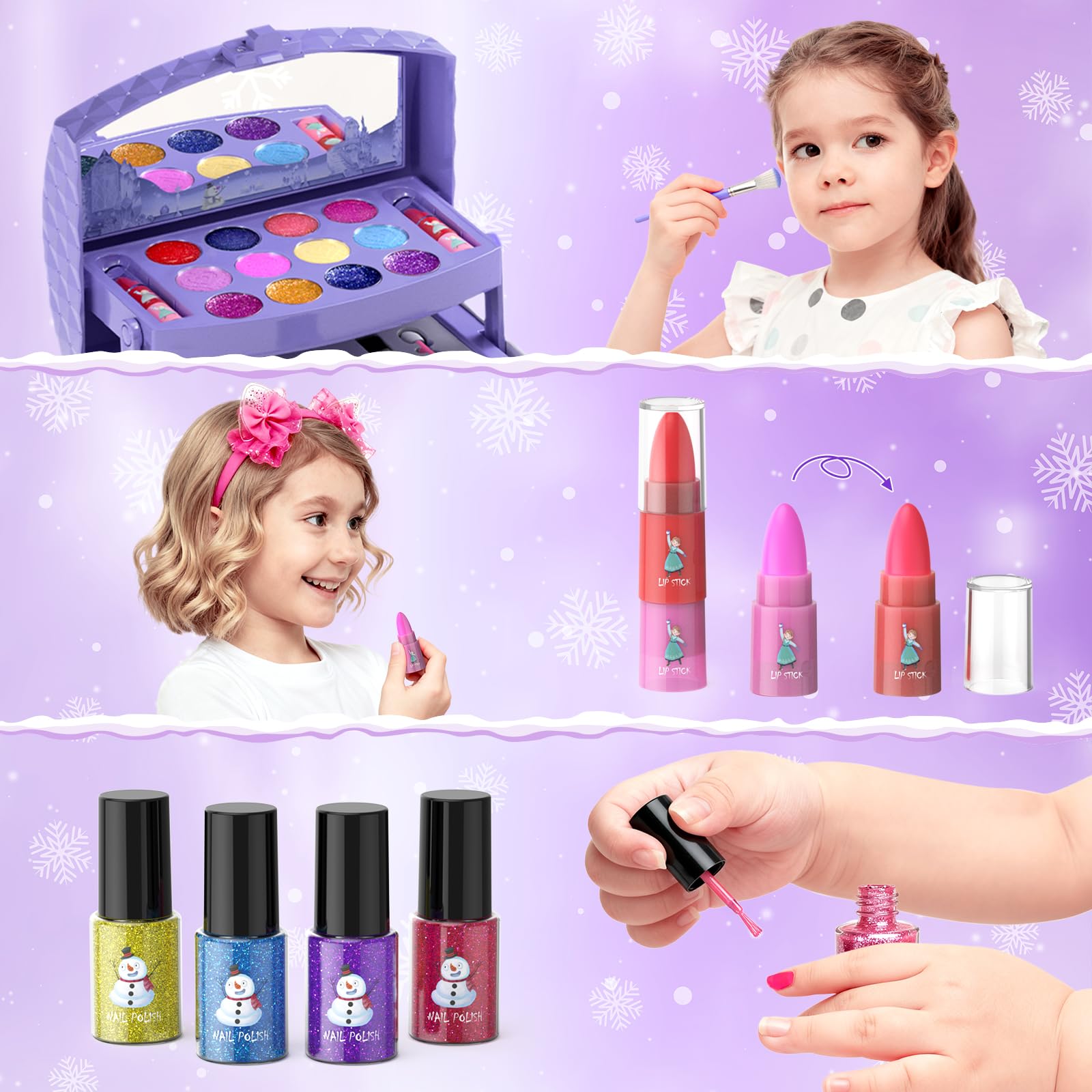 Popdoll 56 Pcs Kids Makeup Set for 3-12 Girl