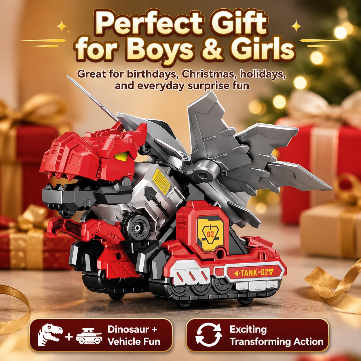 Dimoarch 3-in-1 Collision Transforming Dinosaur Car Toy
