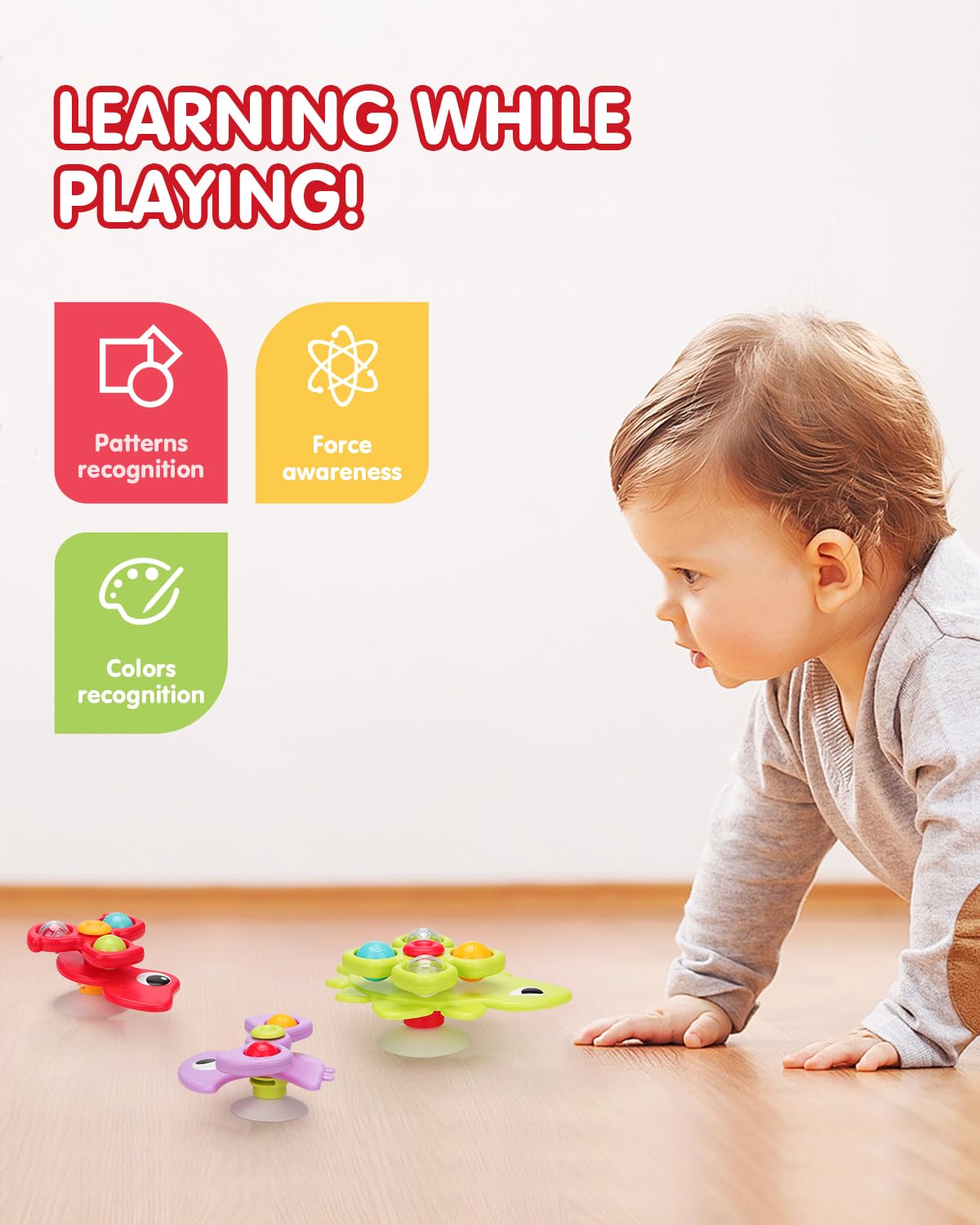 Dimoarch 3PCS Dinosaur Suction Cup Toys for 1-3 Year Old Boys Girls